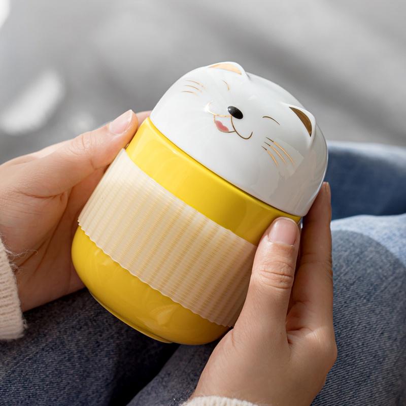 330ml Přenosný úložný keramický rychlovarný hrnek Japonský styl hrnek Čajová souprava