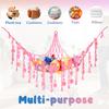 Stuffed Animal Hammock with LED Lights Wall Corner Hanging Plush Toy Storage Net Woven Cotton Rope Kids Nursery Decor