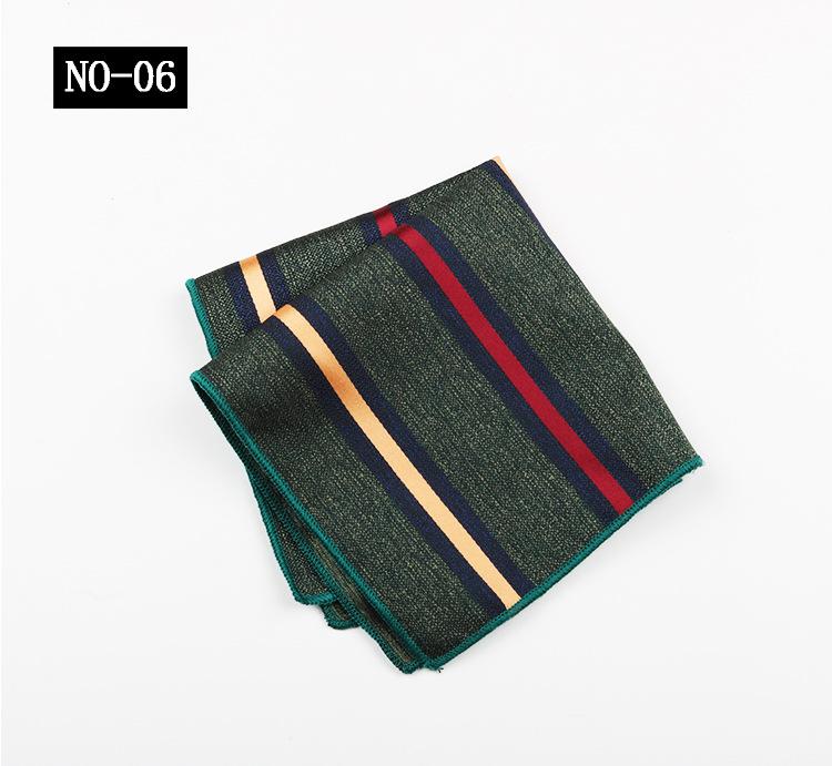 Pocket Towel Men'S Business Stripe Green Brown High-End Wedding Ceremony Handkerchief Small Square Towel