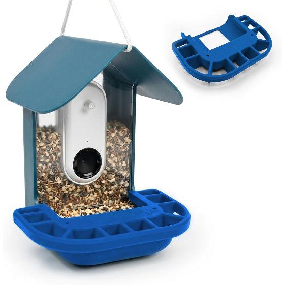 

Силиконовый насест-удлинитель, совместимый с кормушкой Bird Buddy – Платформа шириной 9 дюймов, Добавляет место для нескольких птиц, Устойчивая к погодным условиям Birdbuddy синий