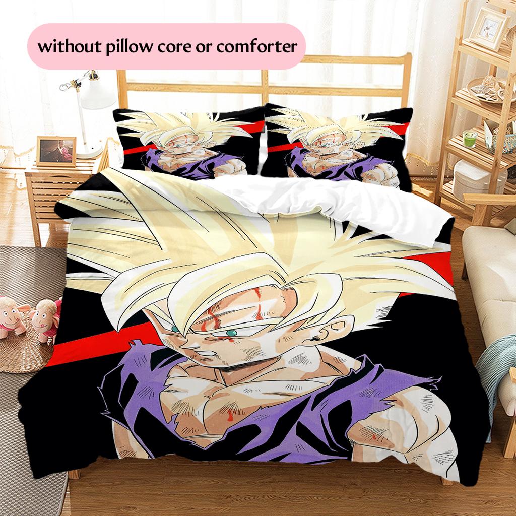 Povlečení s motivem postav z Dragon Ball Domácí dekorace Narozeninový dárek (1 * povlak na peřinu + 2 * povlak na polštář, bez jádra)