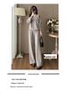 Women's V-Neck Knit Set - Autumn Fashion, Solid Color Two-Piece Trousers and Top