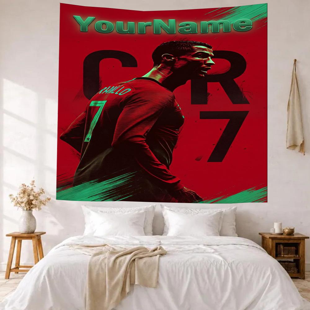 Cristiano Ronaldo Custom Your Name Wall Decor Tapestry Art For Pet Memorial Birthdaywedding Party Backdrop Family Gift