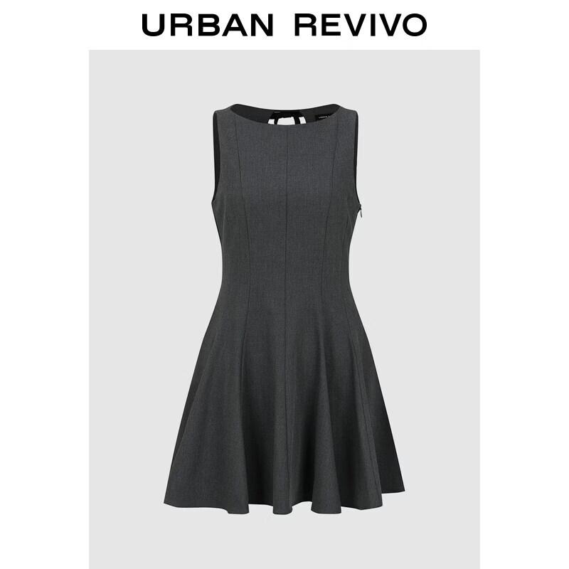 UR 2026 Spring Women s Grey Bow-Knot Mini Dress XS