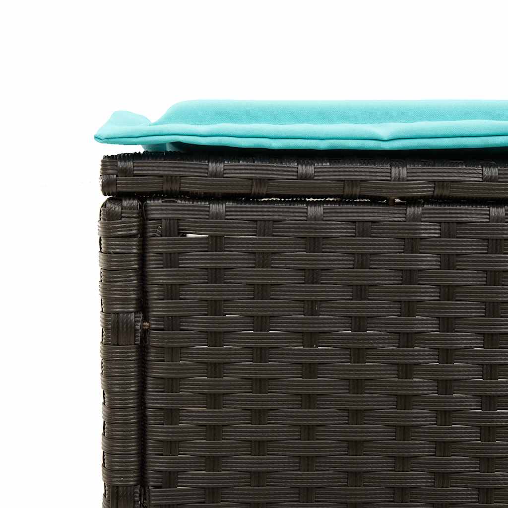 Black Sun Lounger with Cushions Poly Rattan