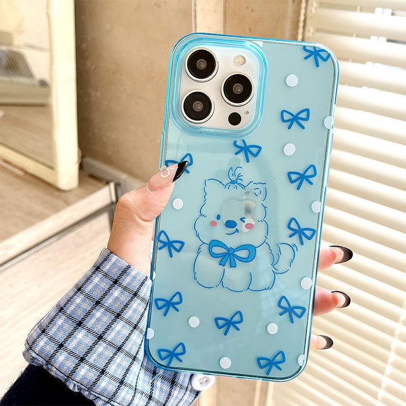 Roztomilý Line Štěně Vhodný pro Pouzdro na Mobilní Telefon IPhone16 Apple 15 Ochranné Pouzdro 14 13 12 Měkký Kryt Vysoká Průhlednost