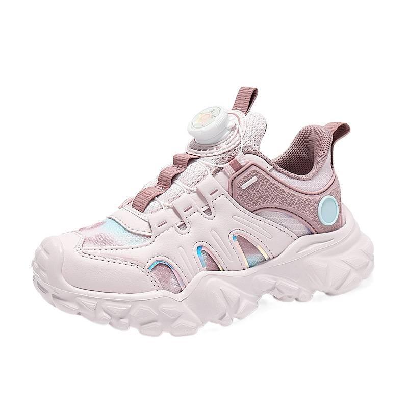 Girls 'swivel Button Sneakers 2026 New Children's Lightweight Breathable Soft-sole Running Shoes Physical