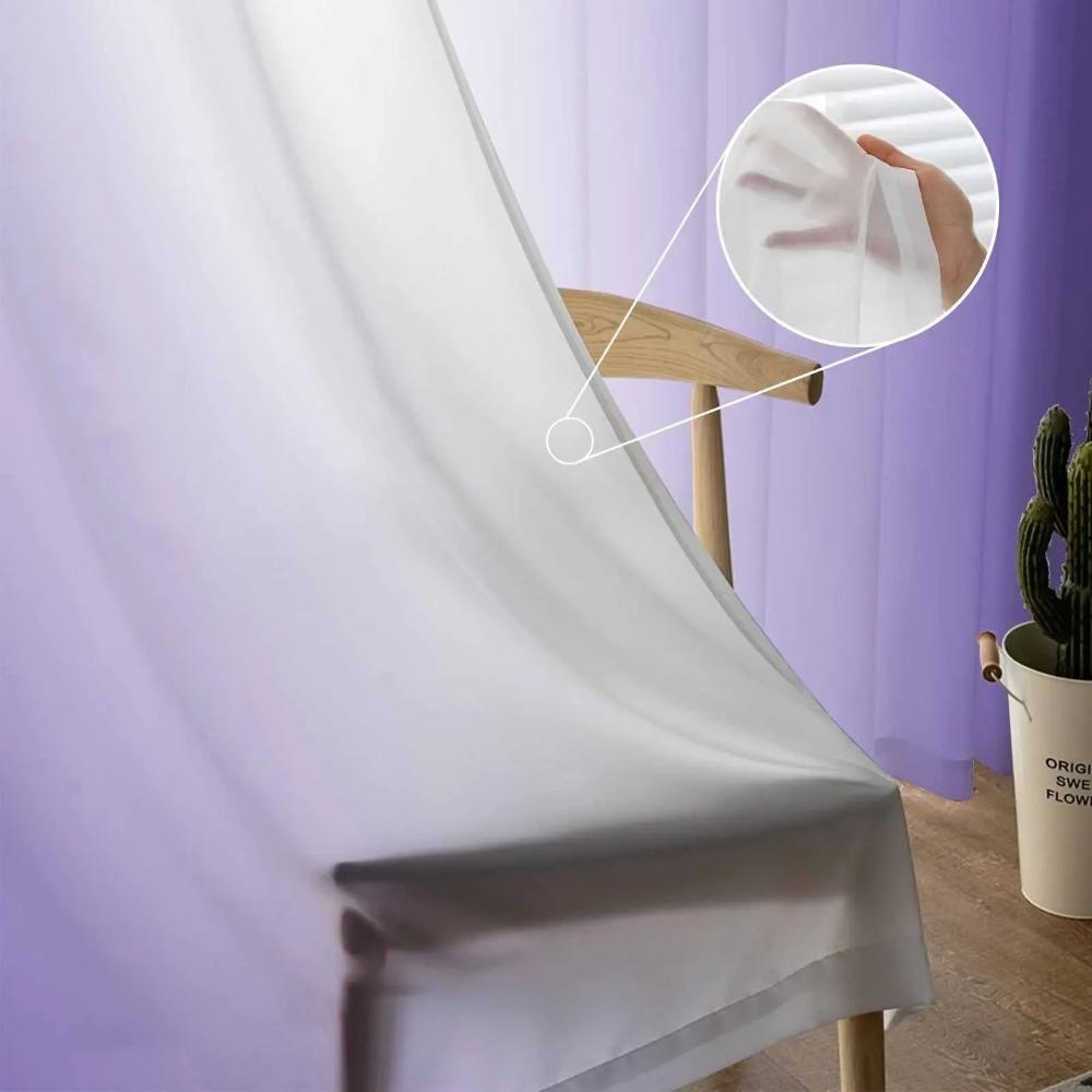 Lila och vit gradient genomskinliga gardiner för vardagsrumsdekoration Fönstergardiner för kök Tyll Voile Organza Gardiner