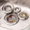 Stainless Steel Broadside Waste Filter for Sinks, Drains, Bathtubs, and Bathrooms. Features an Outer Diameter of 7.2cm, an Inner Diameter of 4.3cm, an