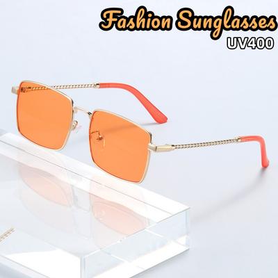 Unisex Metal Square UV400 Sunglasses Retro Luxury Designer Glasses for Travel Beach UV Protection