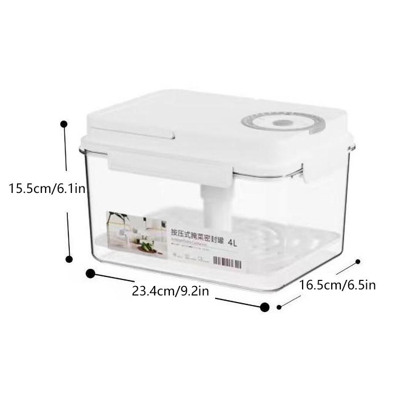 4L Plastic Pickle Jar With Press Plate Leakproof Kitchen Organizer Bin For Gherkin Sauerkraut Olive And Kimchi Storage Container