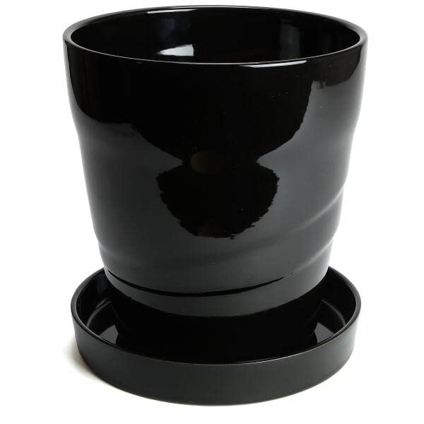 KANEYOSHI Ceramic Flower Pot MBC22 Black with 7 Dish No.