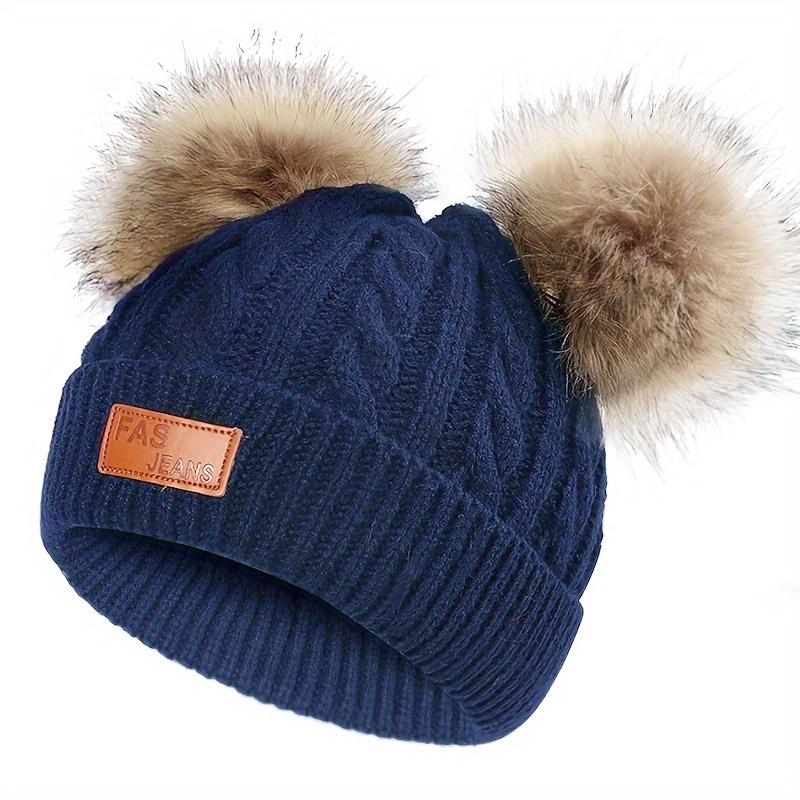 New Kid Hat Children Double Pompom Winter Hat Cute Knitted Hat For Girls Boys Casual Girls Hat Baby Beanie Cap