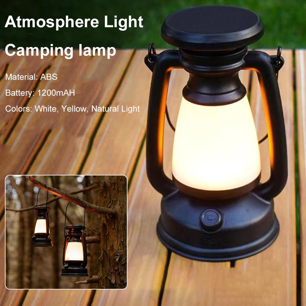 Vintage Lantern Portable Rechargeable Hanging Camping Lamp LED Table Lamp Courtyard Decor Garden Lantern Lighting Lamp