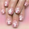 Bright Pink Glitter Coconut Tree Pattern Wearable Nails - 24 Detachable Pieces