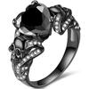Vintage Gothic Skull Rings Heart Cubic Zirconia Crystal Biker Cocktail Party Rings