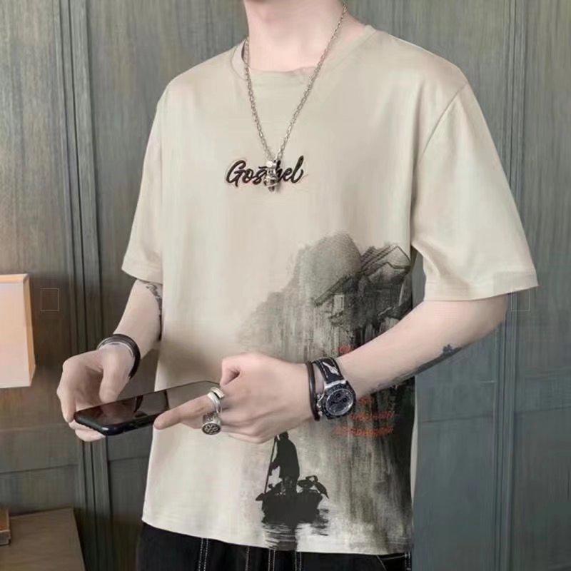 Men's 2024 Short Sleeve Loose Crew Neck T-shirt - Hong Kong Style Summer Trend