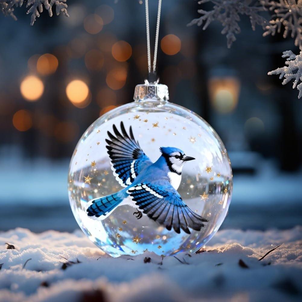 Natures Birds Crystal Glass Christmas Tree Ornament Set With Plastic Material For Holiday Decor