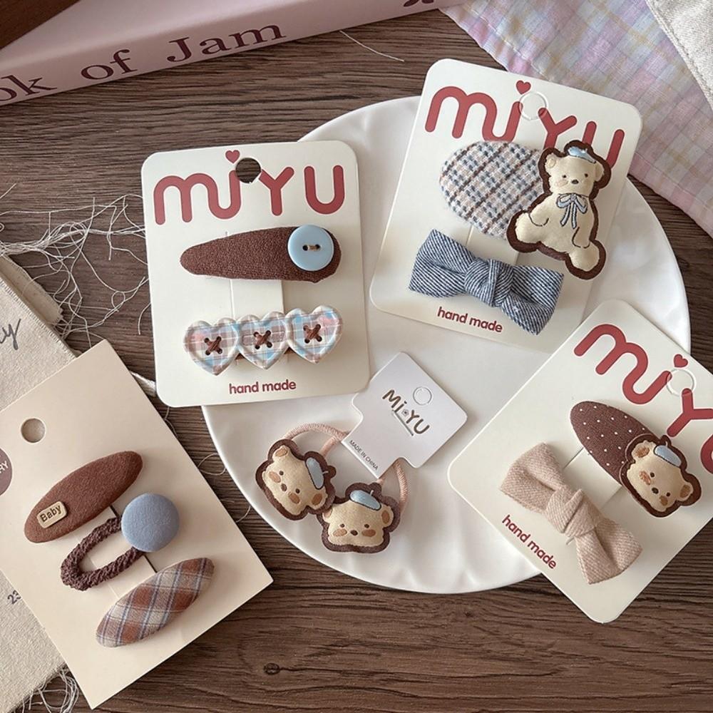 2Pcs/Set Ribbon Flower Bow Hairpins Plaid Design Hair Grips New Princess Headdress  Hair Accessories