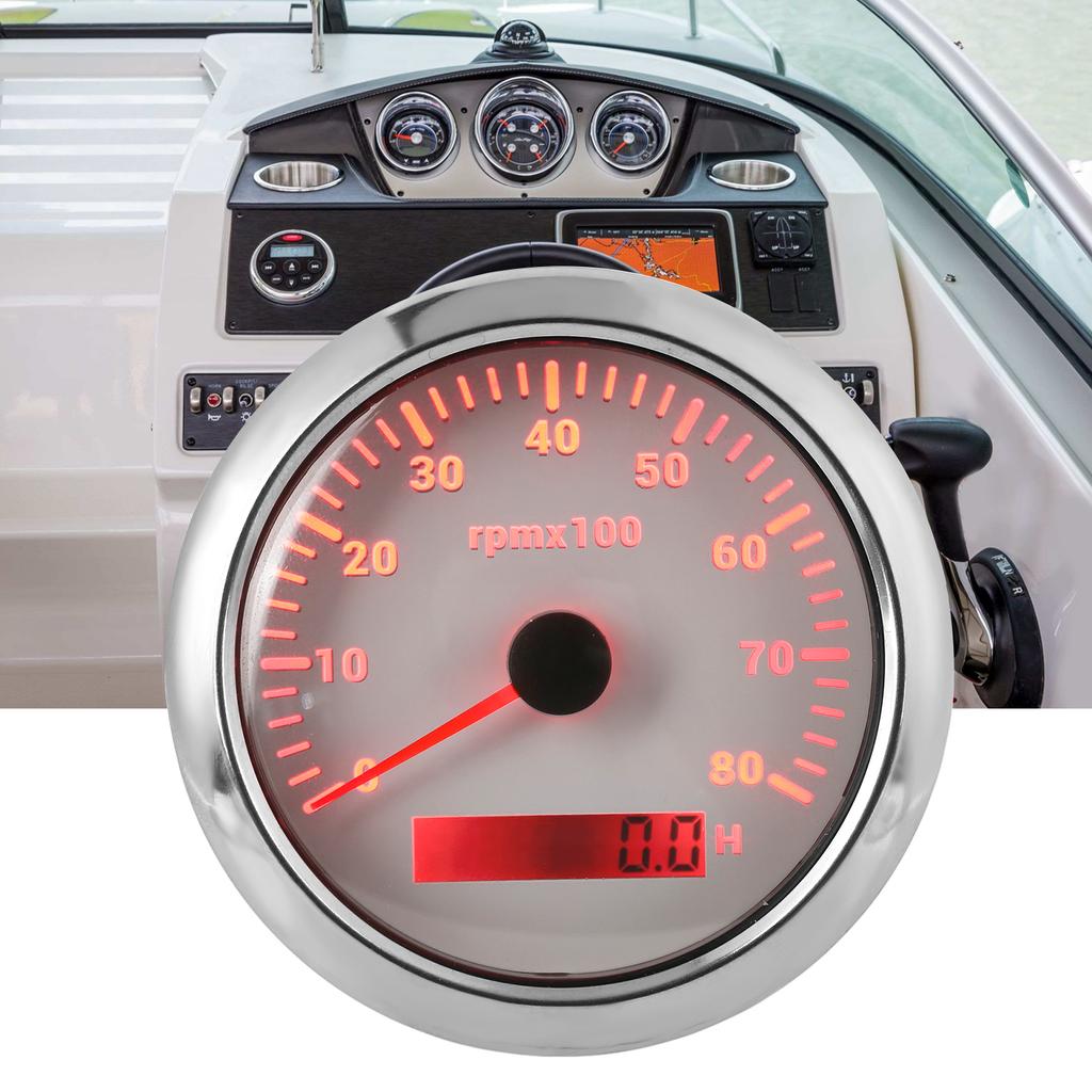 85mm 0‑8000RPM Tachometer 7 Colors Backlight IP67 Waterproof Pointer Type for Boat Marine RV 9‑32V