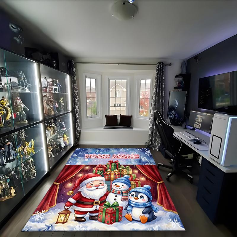 1PC Custom Name Christmas Magic Night Theme Floor Mat Ideal for Living Room, Game Rooms, Office, Bedroom,Floor Mat Playful Design