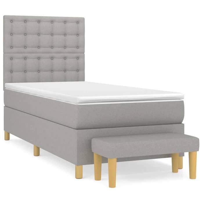 Lit avec matelas - Maison Exclusive - 90x200 cm - Tête de lit réglable - Gris clair - Ressorts ensachés
