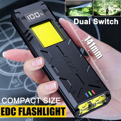 High Lumen Multi-function EDC Flashlight Extra Thin Small Flashlight Power Display LED Torch with Clip Small Size for Easy Portability