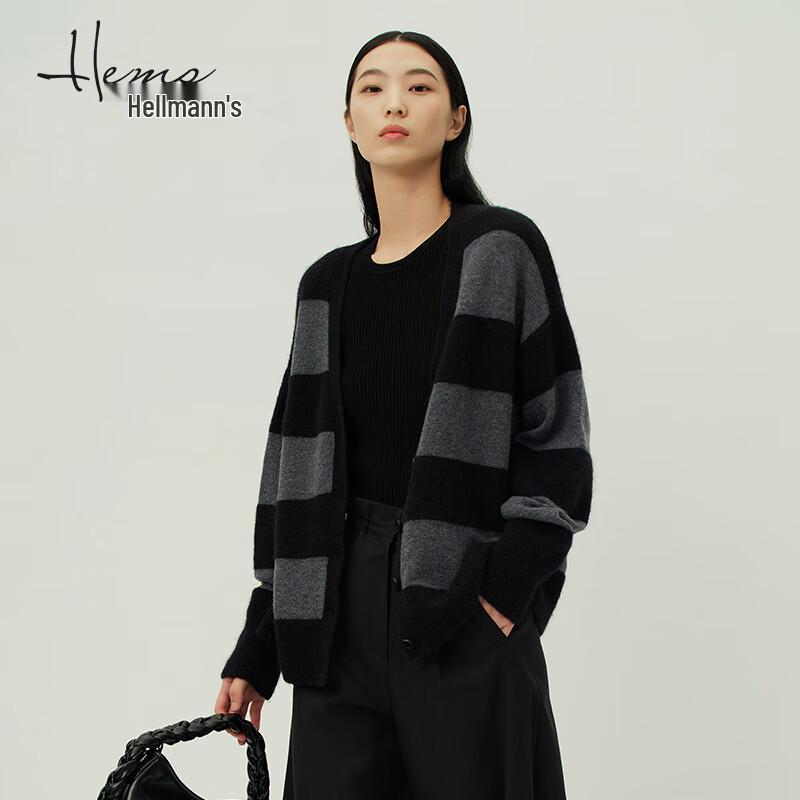 

Women s V-Neck Striped Wool Blend Cardigan L