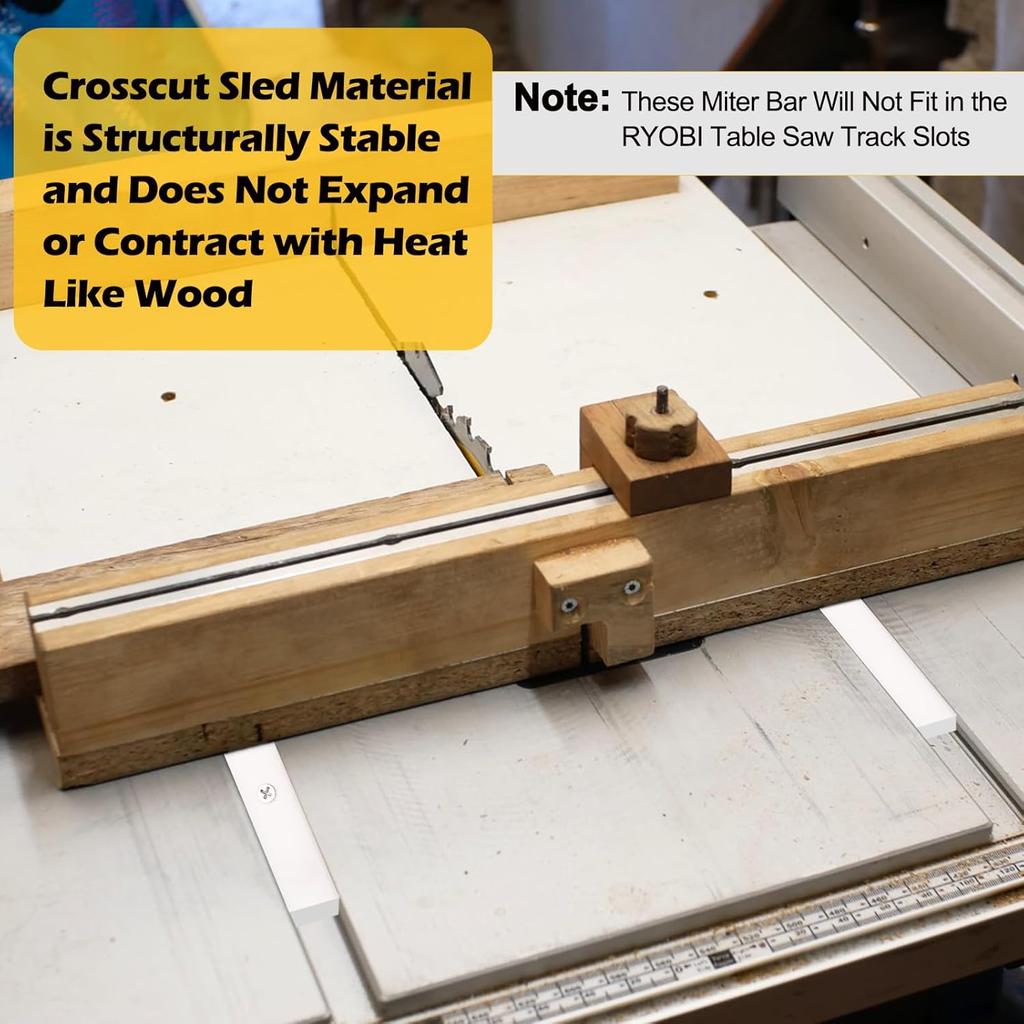 4 Pack Crosscut Sled, Anglecai 3/4" X 3/8" X 17" Miter Bar for Table Saw Crosscut Sled for Table Saw Sled with Predrilled Holes and Screws Table Saw