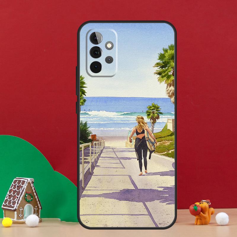 

HAWAII BEACH SURF GIRL SURFING ART Case For Samsung Galaxy A36 A56 A06 A13 A53 A32 A12 A22 A52 A35 A17 A16 A55 A15 A54 A34 A14 Samsung A06