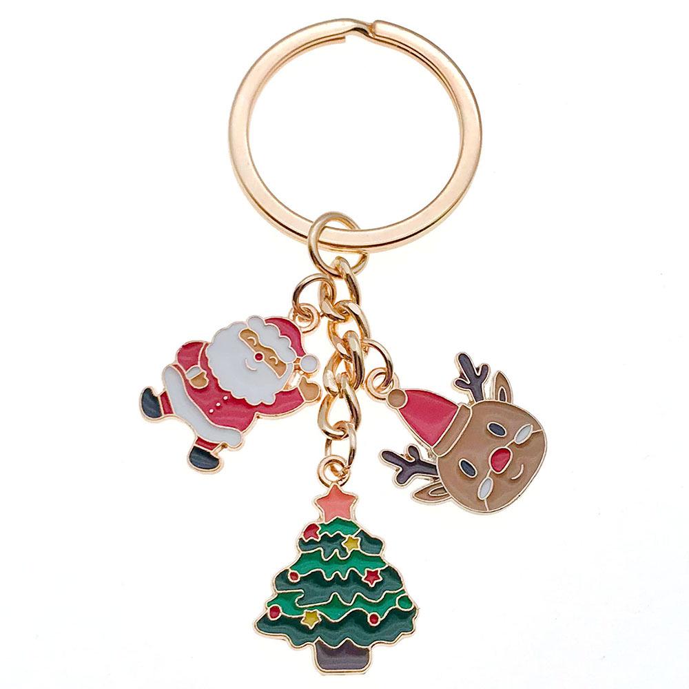 Santa Claus & Candy Christmas Tree Keychain Pendant - Cute Holiday Gift