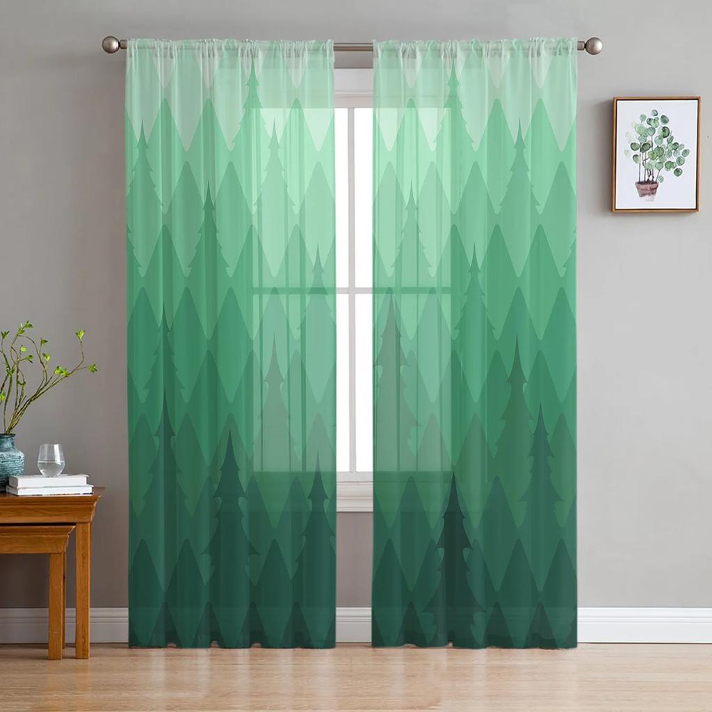 Arbor Baum See Landschaft Voile Vorhang Wohnzimmer Transparent Tüll Fenster Vorhänge Schlafzimmer Zubehör Dekor Durchsichtig Hergestellt aus Polyester Flächenbehandlung