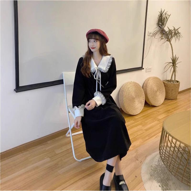 

2024 Красное приталенное платье в французском стиле Хепберн на осень/зиму L чёрный