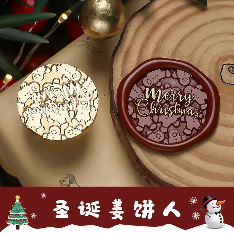 Merry Christmas Wax Stamp Retro Copper Brass Snowflake Reindeer Seal DIY Wax Sealing Stamp Envelope for Wedding Wax Seal HCZ052