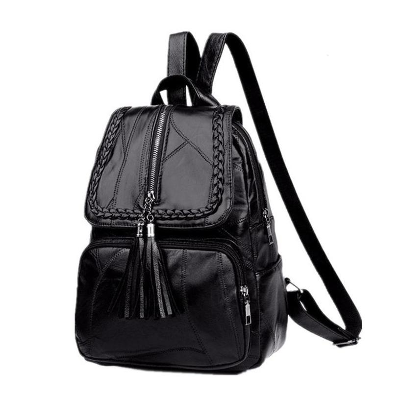 

1 Pcs Women s Backpack PU Tassel Versatile Women s Bag Student Bag Travel Backpack Women s Commuting Business Travel чёрный