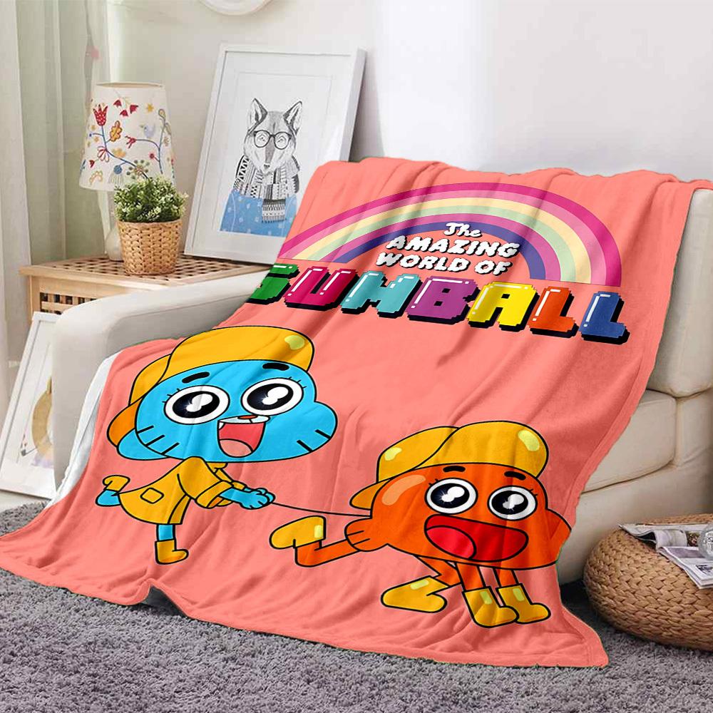 1pc The Amazing World of Gumball Cozy Print Blanket Lightweight Warm Flannel Throw Blanket For Sofa, Bed, Living Room