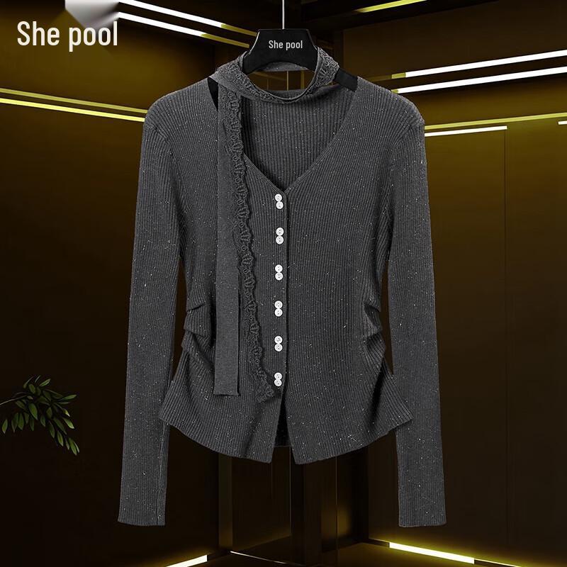 

Women s V-Neck Long Sleeve Knit Top One Size