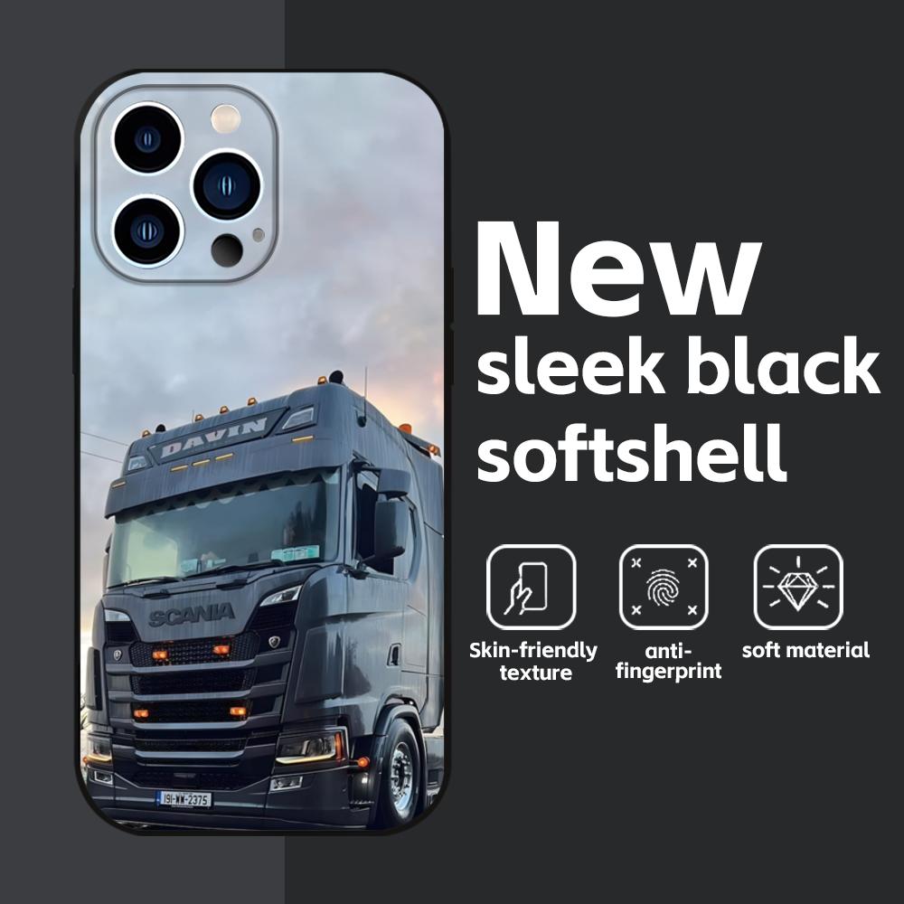 S-Scania TruxES Phone Case For iPhone 16 16e 15 14 13 12 11 Plus Mini Pro Max Soft Black Shockproof Cover