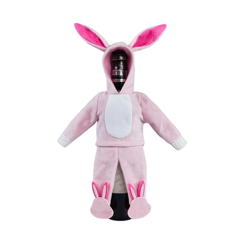 

Lovely Knitted Rabbit Wine Bottle Cover Snowman Wine Bottle Bag for Christmas Birthday Parties and Home Decoration 1