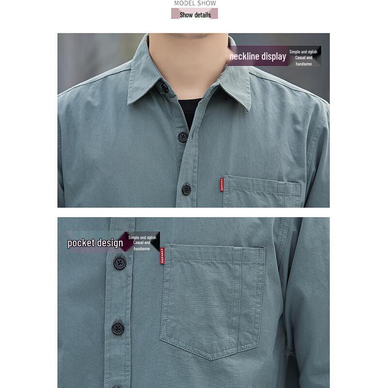 ROMON Men's Long Sleeve Casual Work Shirt
