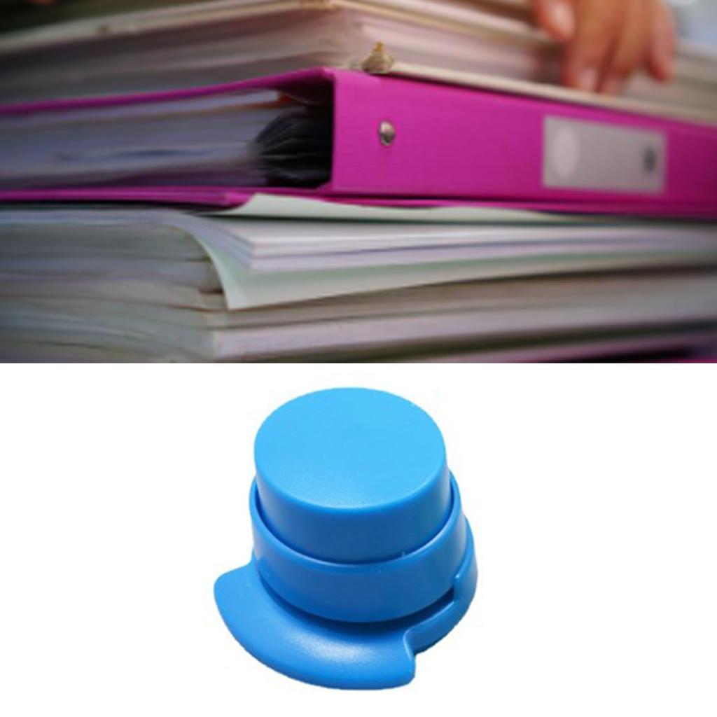 Stapleless Stapler Blue Round High Efficiency Smoothly Portable Needleless Hole Free Stapler for Office School