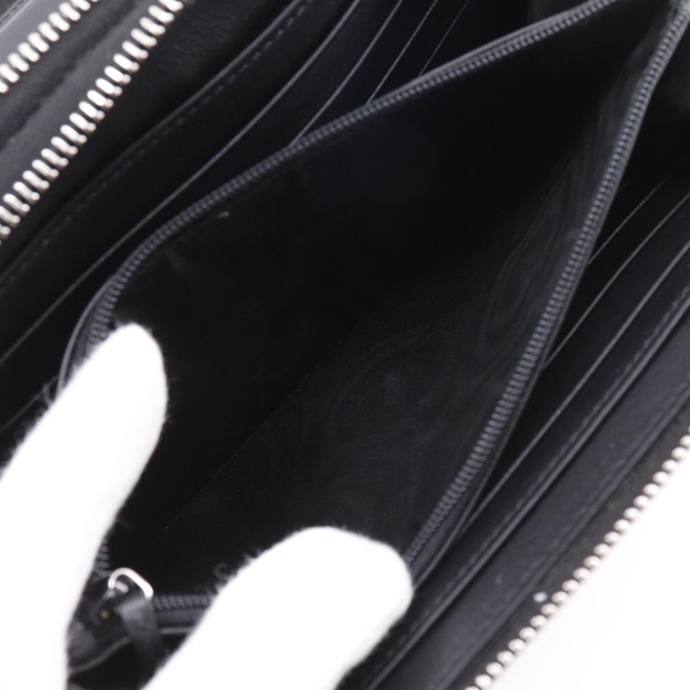 Gucci Travel Document Case Purse 449246 Micro Outlet Black Sima Leather Mens Used