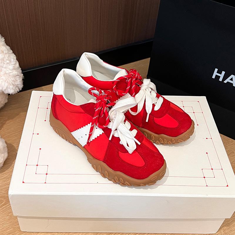 Cowhide~ Invisible inner height increase, German training women's shoes, platform leather women's single shoes, sports and leisure versatile Forrest G