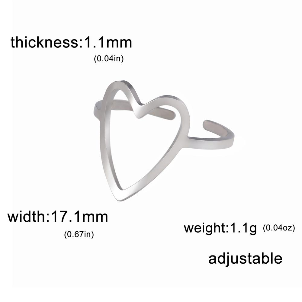 My Shape Love Heart Hollow Ring Women Girls Stainless Steel Adjustable Open Finger Rings Beautiful Fashion Jewelry Gift Lovers