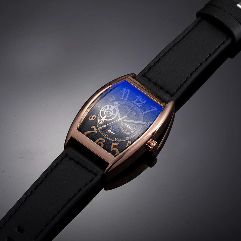 Barrel Watch Men s Imitation Mechanical Belt Quartz Watch Fashion Watch North America