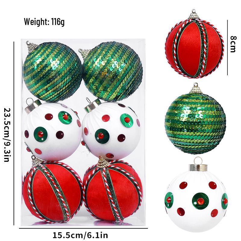 Flocked Christmas Tree Ornament Set: Decorative Ball Pendants for Holiday Atmosphere