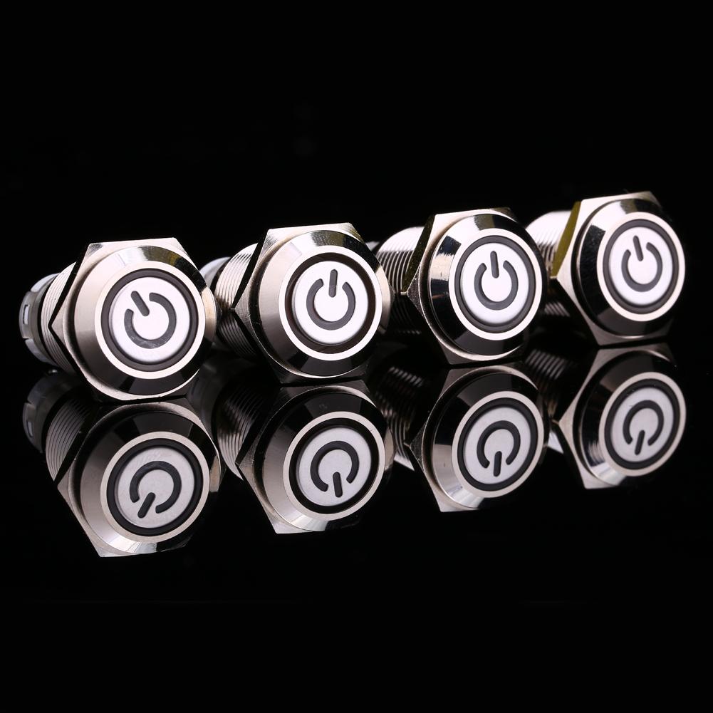 1 piece 16mm 1NO 1NC Connection 12V Metal LED Toggle Switch Latching Push Button