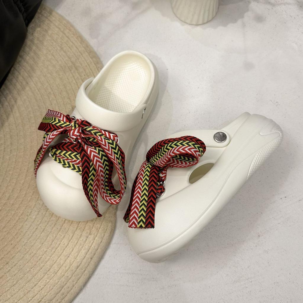 Fashion Non-slip and Versatile Height-increasing Cool Slippers Simple and Breathable Straps Hole Shoes Outer Wear Thick Soles 2025 Summer and 
