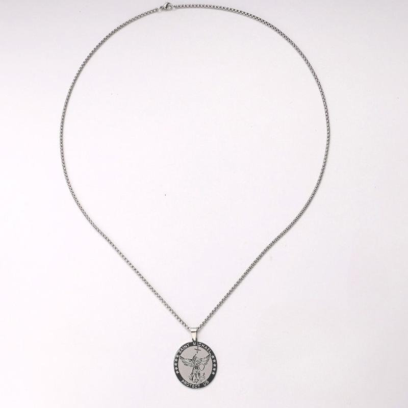 Archangel Saint Michael Medal Necklace for Women Men Stainless Steel Chain Gift Jewelry Accessory