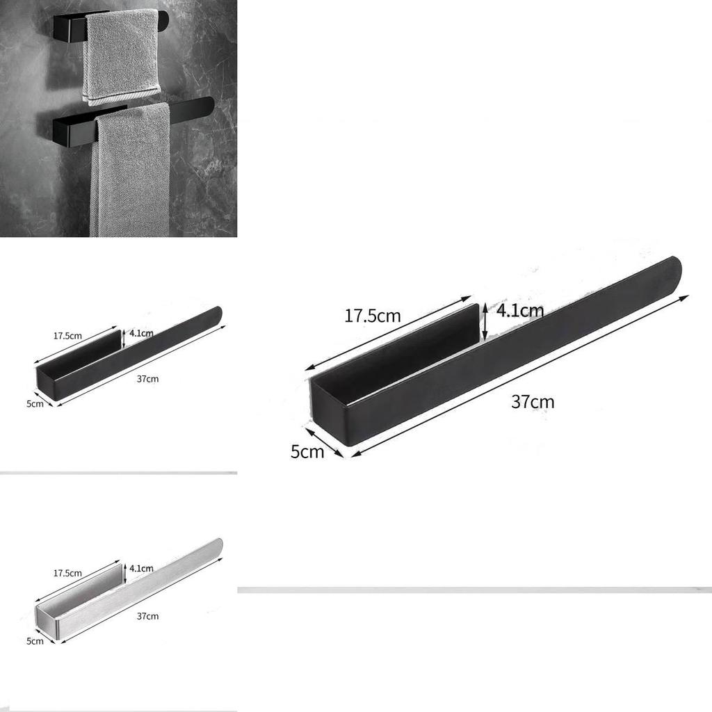 Modern Black Stainless Steel Towel Bar Wall Mount For Bathroom And Kitchen Use
